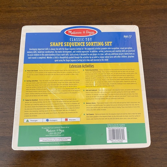 Retired Melissa & Doug Shape Sequence Sorting Set Classic Wooden Toy Puzzle NEW - Picture 2 of 2